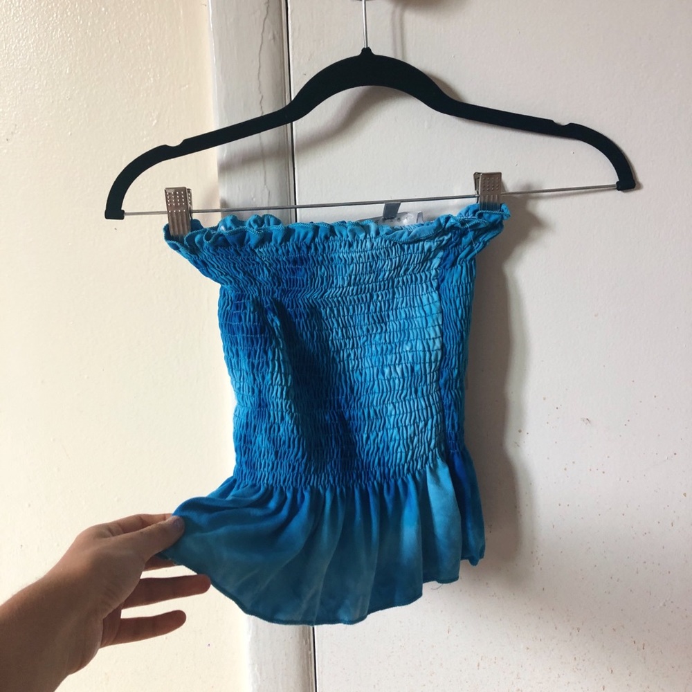 Blue Tie-Dye Tube Top